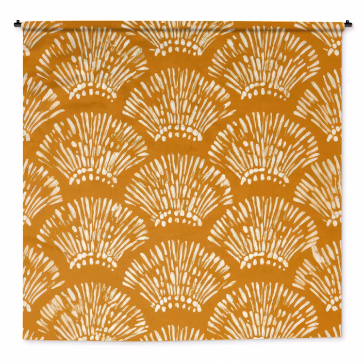 Wandkleed - Waaierachtige motieven - Geel - Vintage — 1
