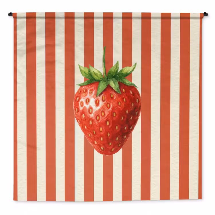 Wandkleed - Aardbei - Strepen - Rood — 1