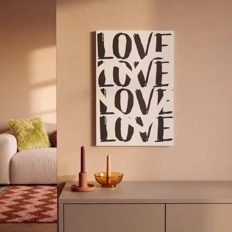 Canvas schilderij - Love - Hart - Beige — 2