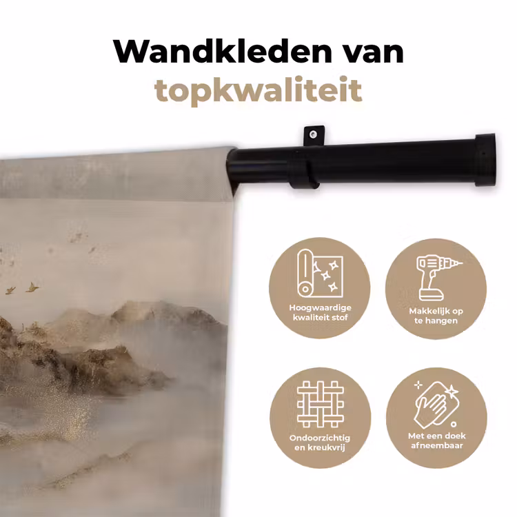 Wandkleed - Berglandschap - Mist - Penseelstreken — 3