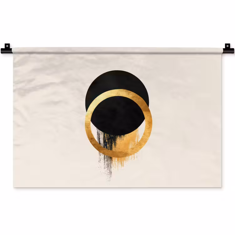 Wandkleed - Abstract ontwerp - Zwarte cirkel - Verfvlekken — 1