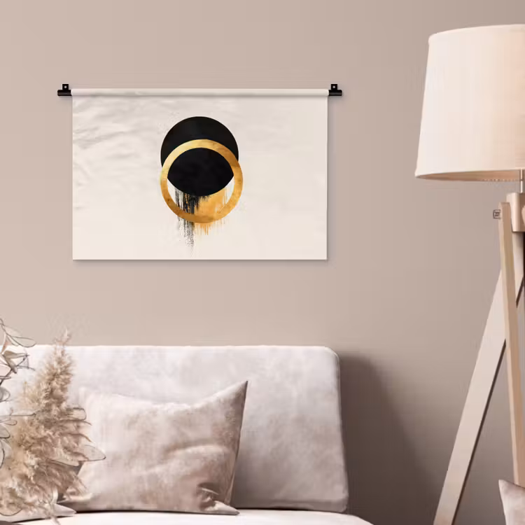 Wandkleed - Abstract ontwerp - Zwarte cirkel - Verfvlekken — 2