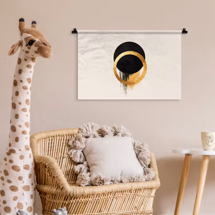 Wandkleed - Abstract ontwerp - Zwarte cirkel - Verfvlekken — 5