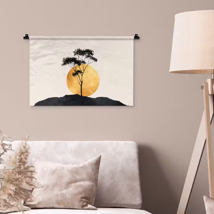 Wandkleed - Zwarte boom - Gouden cirkel - Heuvel — 2