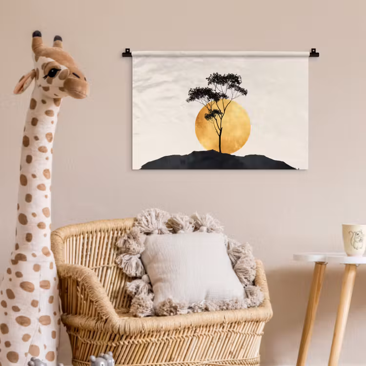 Wandkleed - Zwarte boom - Gouden cirkel - Heuvel — 5