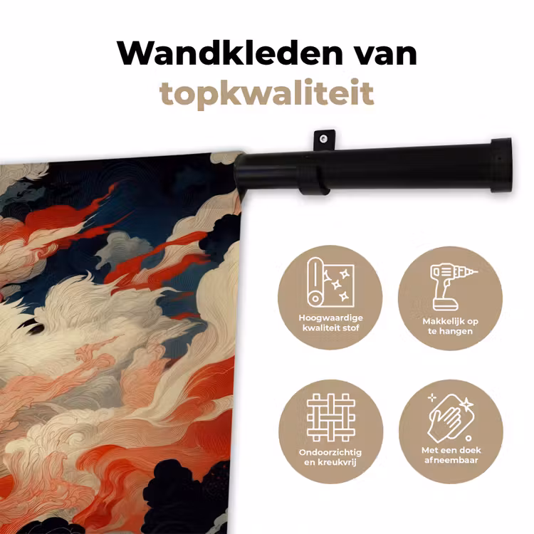 Wandkleed - Witte vos - wolken - maan — 3