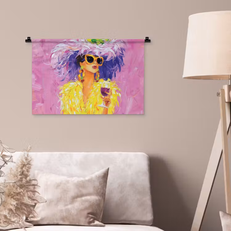 Wandkleed - Zonnebril - Vrouw - Jas - Veren — 2