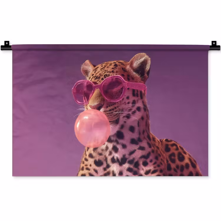 Wandkleed - Panter - Zonnebril - Kauwgombel - Roze — 1