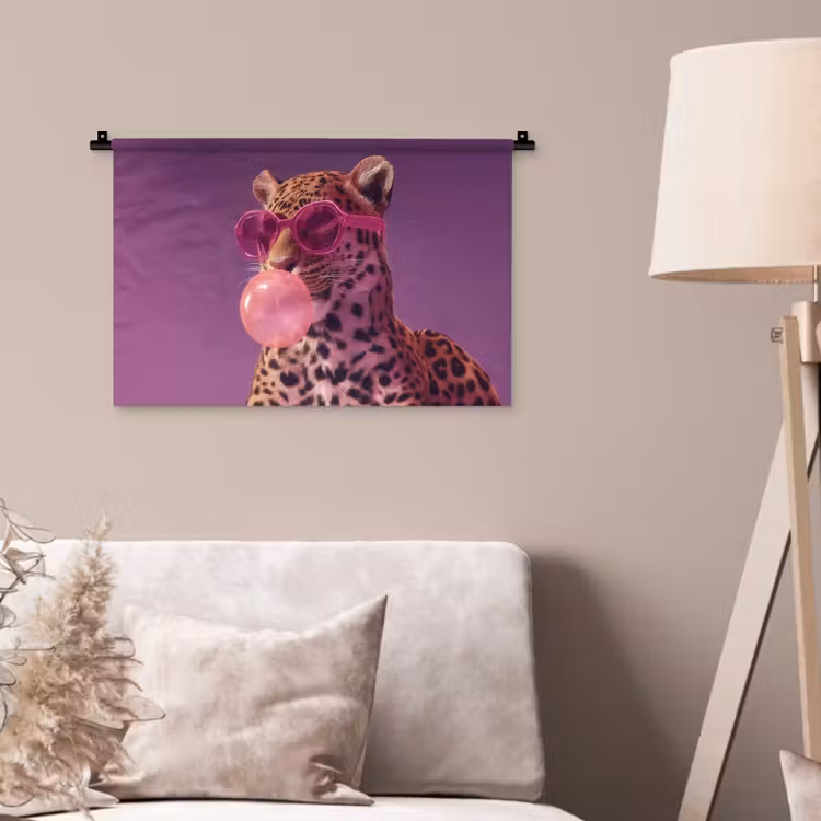 Wandkleed - Panter - Zonnebril - Kauwgombel - Roze — 2