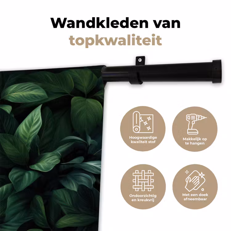 Wandkleed - Bladeren - Ovaal - Groen - Nerven — 3