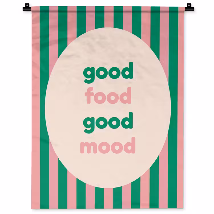 Wandkleed - Gestreept - Quote - Ovaal - Roze — 1