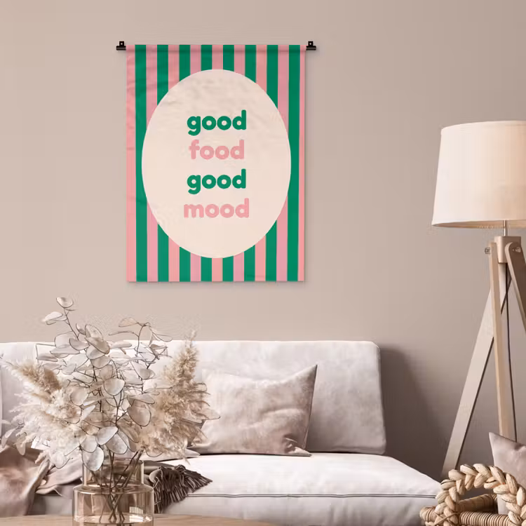 Wandkleed - Gestreept - Quote - Ovaal - Roze — 2