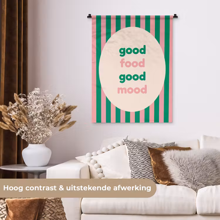 Wandkleed - Gestreept - Quote - Ovaal - Roze — 5
