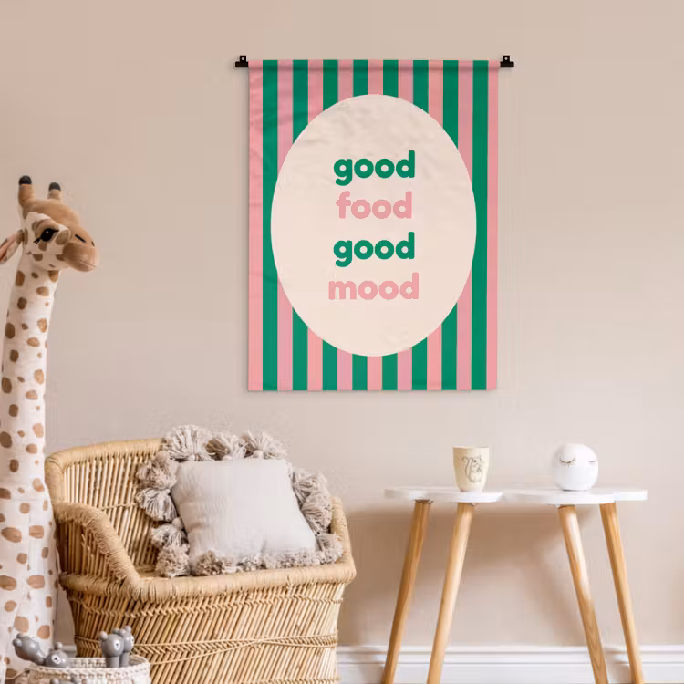 Wandkleed - Gestreept - Quote - Ovaal - Roze — 6