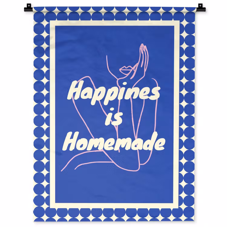 Wandkleed - Lijntekening - Vrouw - Quote - Blauw — 1