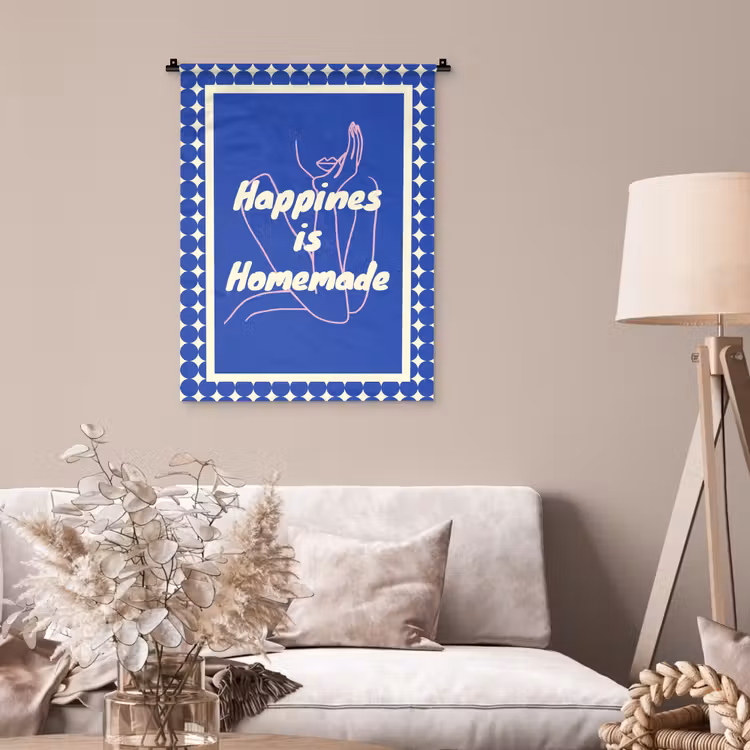Wandkleed - Lijntekening - Vrouw - Quote - Blauw — 2