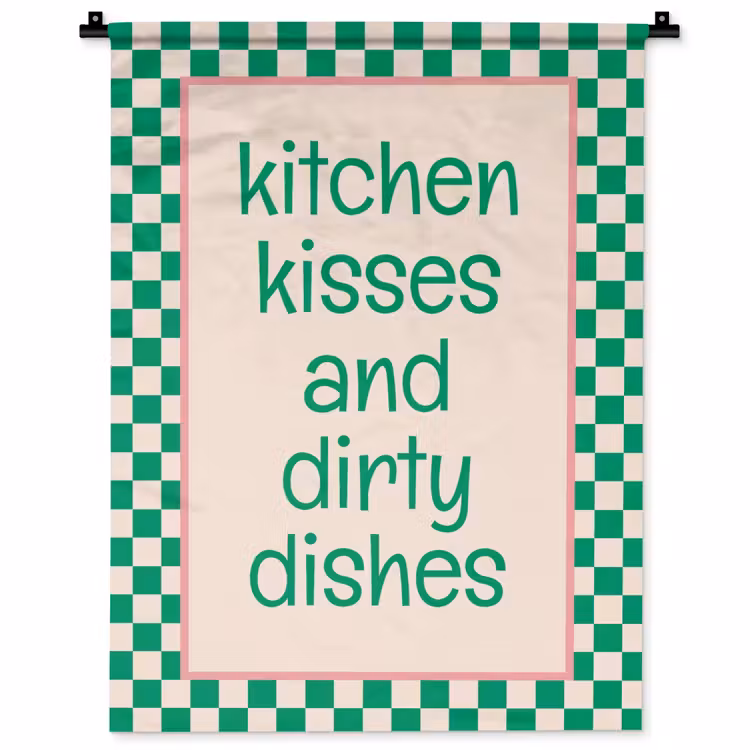 Wandkleed - Quote - Groen - Geblokt - Keuken — 1
