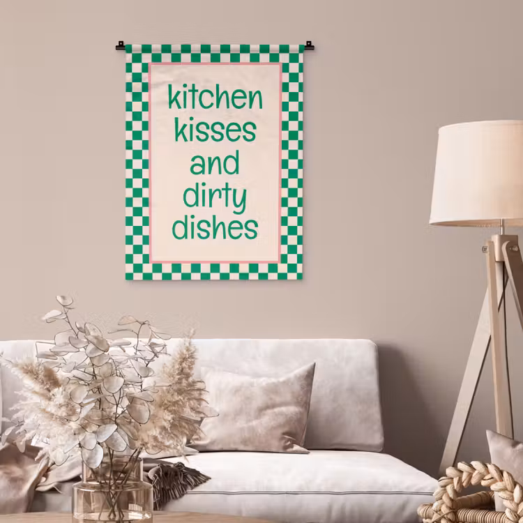 Wandkleed - Quote - Groen - Geblokt - Keuken — 2