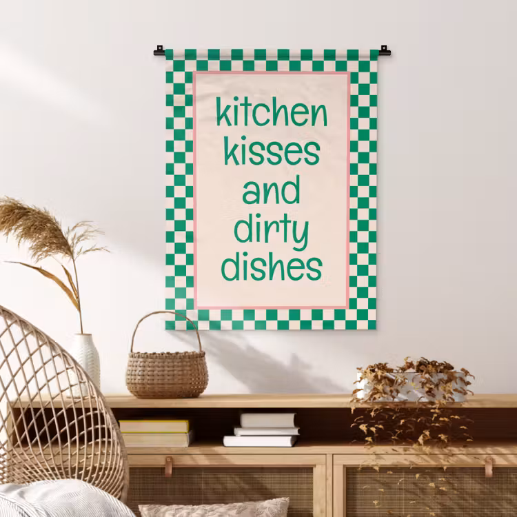 Wandkleed - Quote - Groen - Geblokt - Keuken — 4