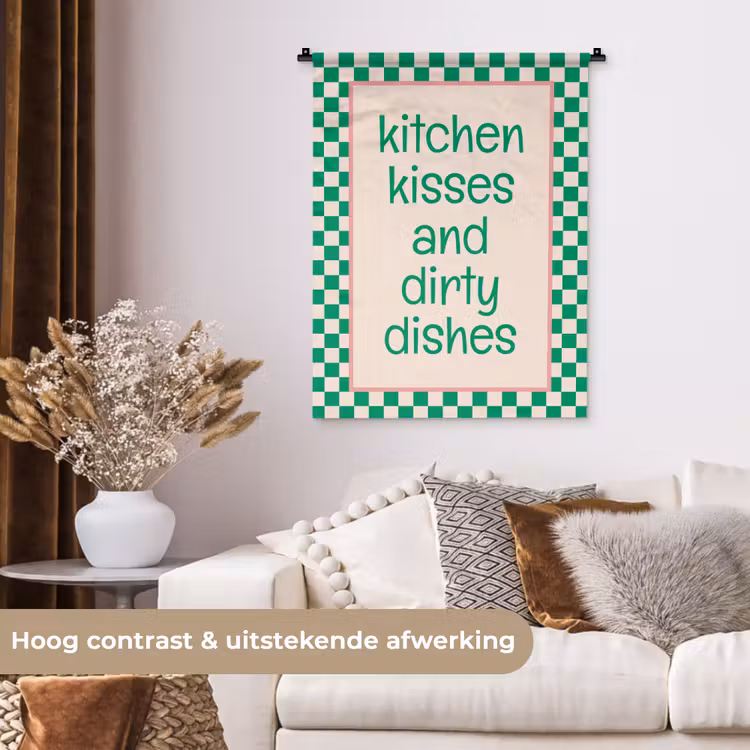Wandkleed - Quote - Groen - Geblokt - Keuken — 5