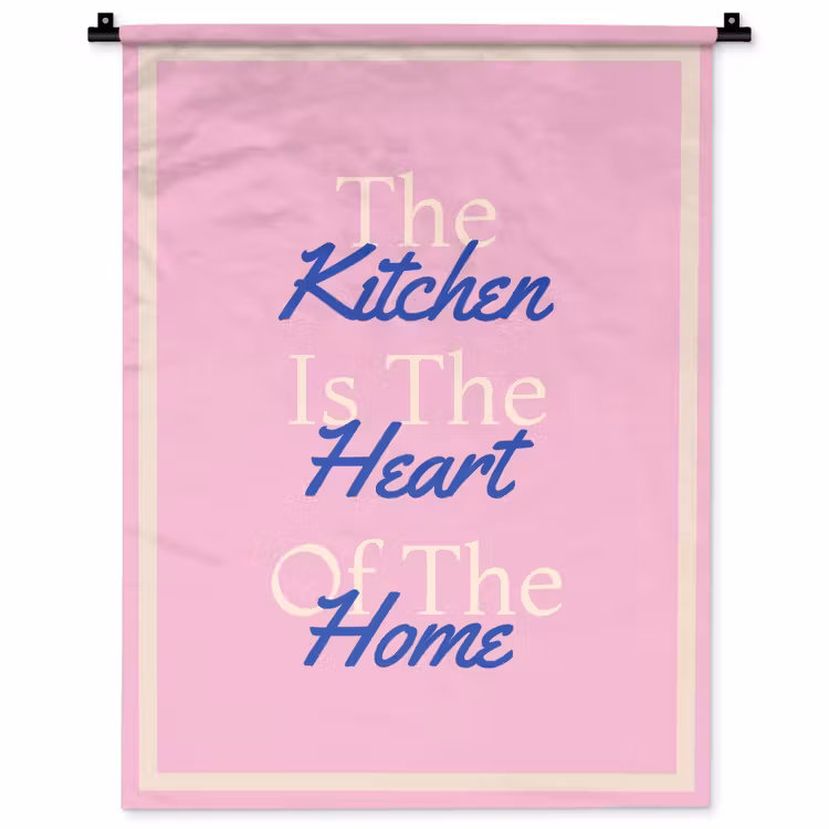 Wandkleed - Tekst - Blauw - Keuken - Kader — 1