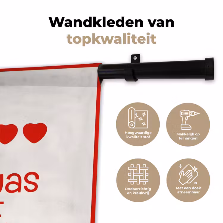 Wandkleed - Tekst - Rood - Hartjes — 3