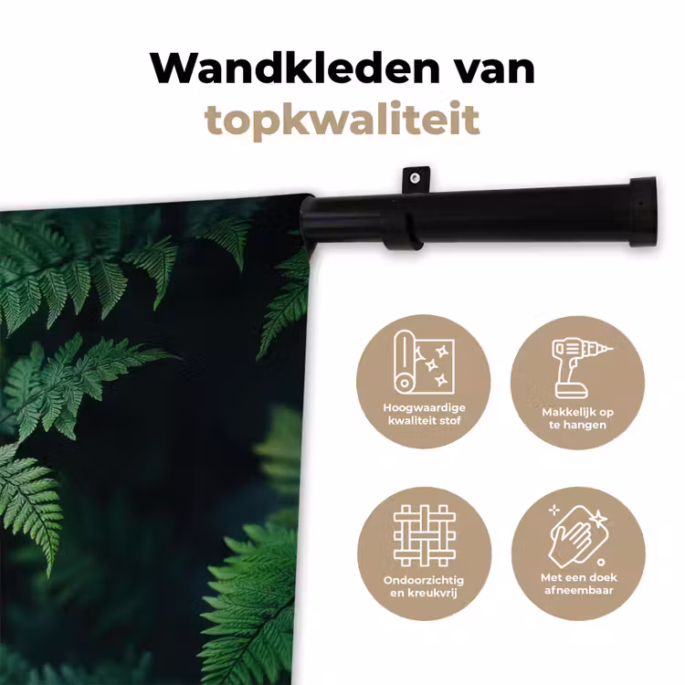 Wandkleed - Varenblad - Groen - Structuur - Wazig — 3