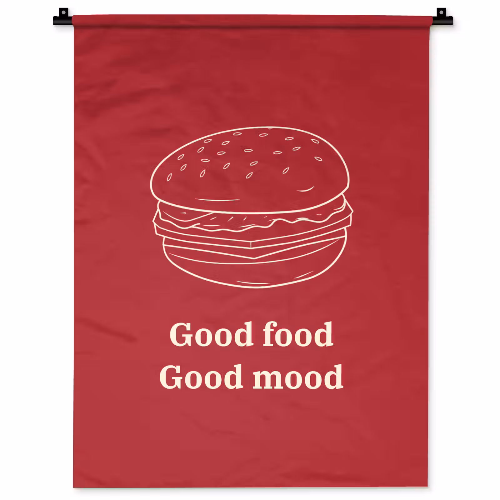 Wandkleed - Dieprood - Lijntekening - Tekst - Hamburger — 1