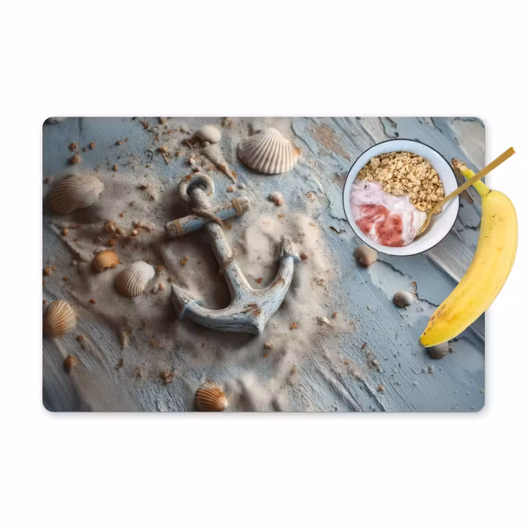 Placemat - 6 stuks - Anker - Hout - Schelpen - Zand — 1