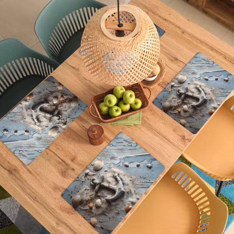 Placemat - 6 stuks - Anker - Hout - Schelpen - Zand — 6
