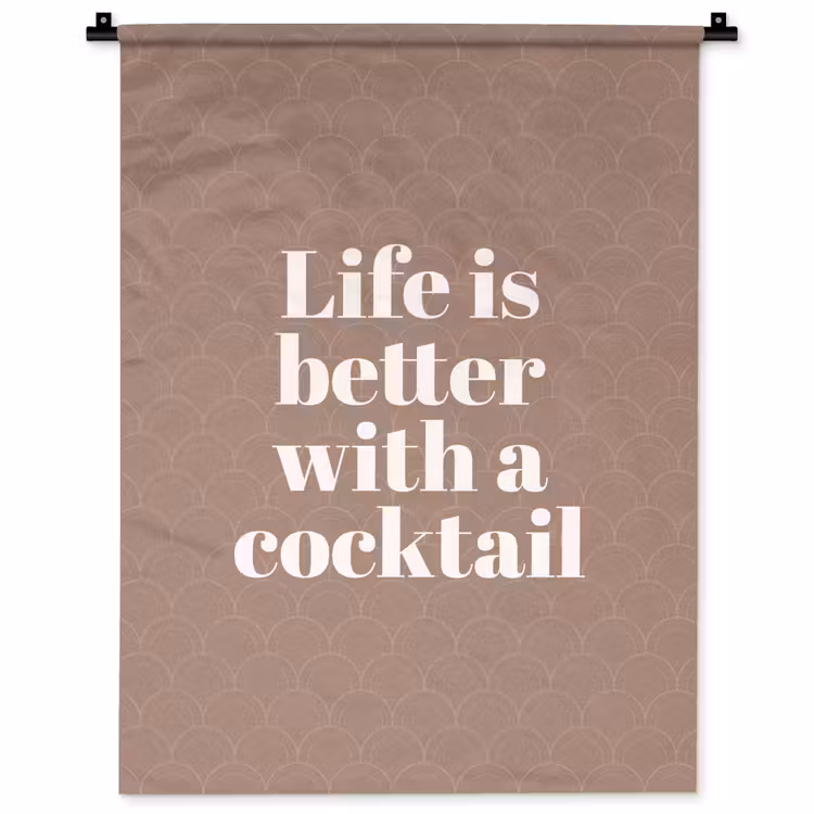 Wandkleed - Cocktail - Tekst - Patroon - Wit — 1