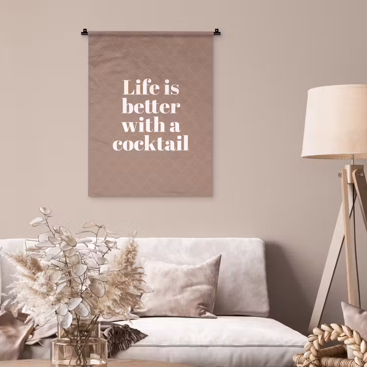 Wandkleed - Cocktail - Tekst - Patroon - Wit — 2