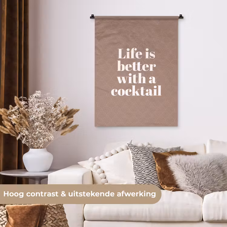 Wandkleed - Cocktail - Tekst - Patroon - Wit — 5