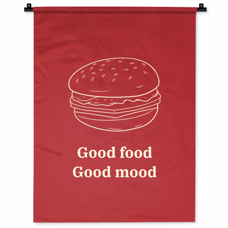 Wandkleed - Dieprood - Lijntekening - Tekst - Hamburger — 1