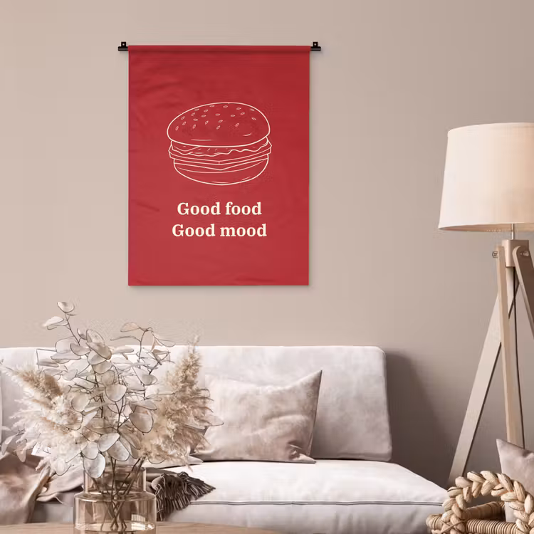 Wandkleed - Dieprood - Lijntekening - Tekst - Hamburger — 2