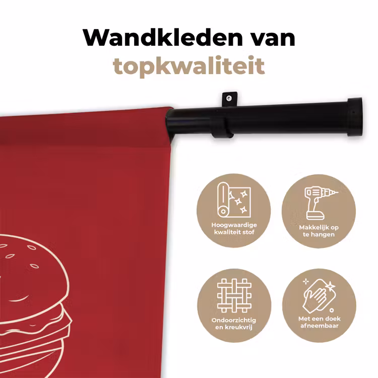 Wandkleed - Dieprood - Lijntekening - Tekst - Hamburger — 3