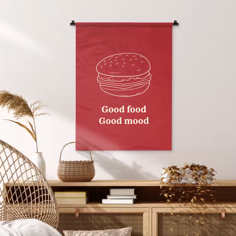 Wandkleed - Dieprood - Lijntekening - Tekst - Hamburger — 4