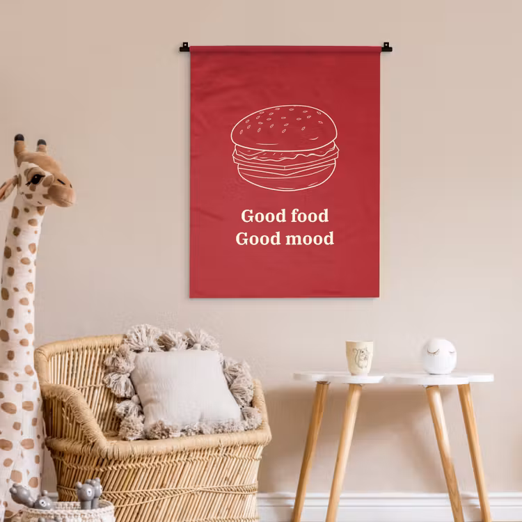 Wandkleed - Dieprood - Lijntekening - Tekst - Hamburger — 6