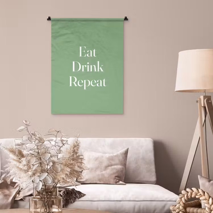 Wandkleed - Eten - Drinken - Tekst - Mintgroen — 2