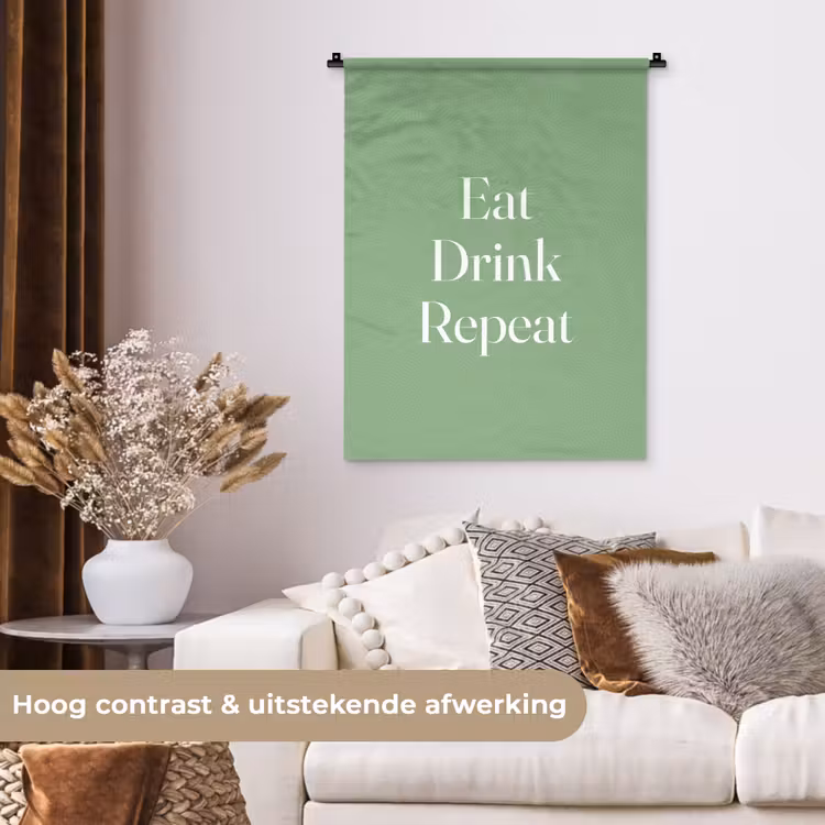 Wandkleed - Eten - Drinken - Tekst - Mintgroen — 5