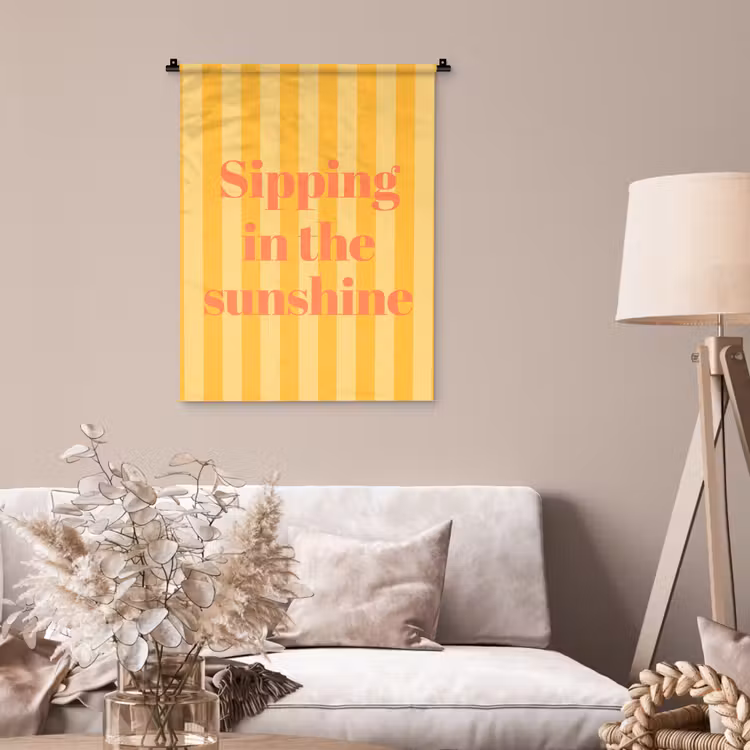 Wandkleed - Gestreept - Geel - Sunshine - Letters — 2