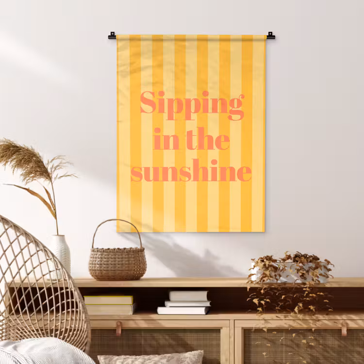 Wandkleed - Gestreept - Geel - Sunshine - Letters — 4