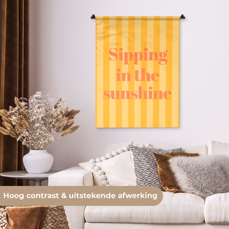 Wandkleed - Gestreept - Geel - Sunshine - Letters — 5