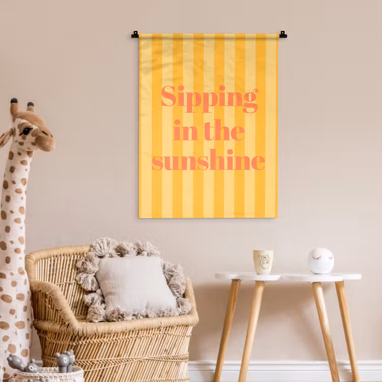 Wandkleed - Gestreept - Geel - Sunshine - Letters — 6