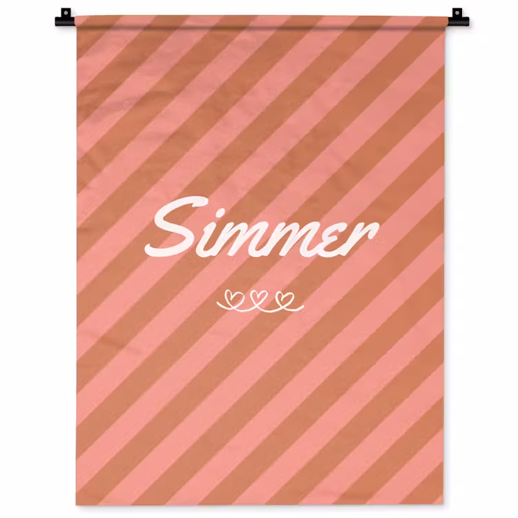 Wandkleed - Simmer - Hartjes - Strepen - Roze — 1