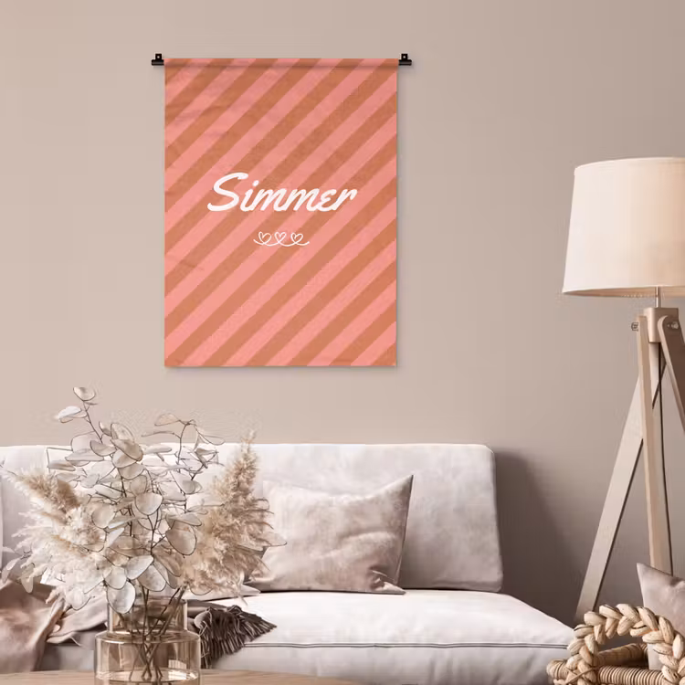 Wandkleed - Simmer - Hartjes - Strepen - Roze — 2