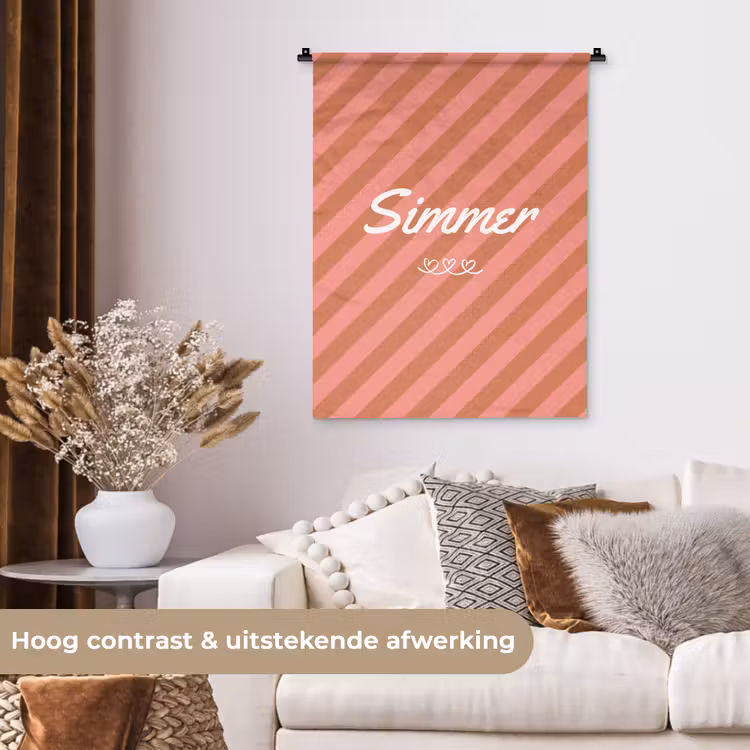 Wandkleed - Simmer - Hartjes - Strepen - Roze — 5