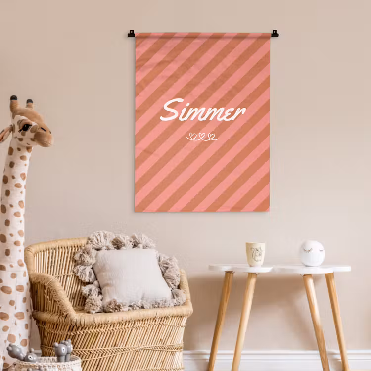 Wandkleed - Simmer - Hartjes - Strepen - Roze — 6