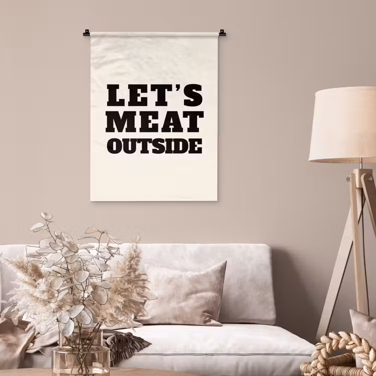 Wandkleed - Tekst - Blokletters - Zwart - Vlees — 2