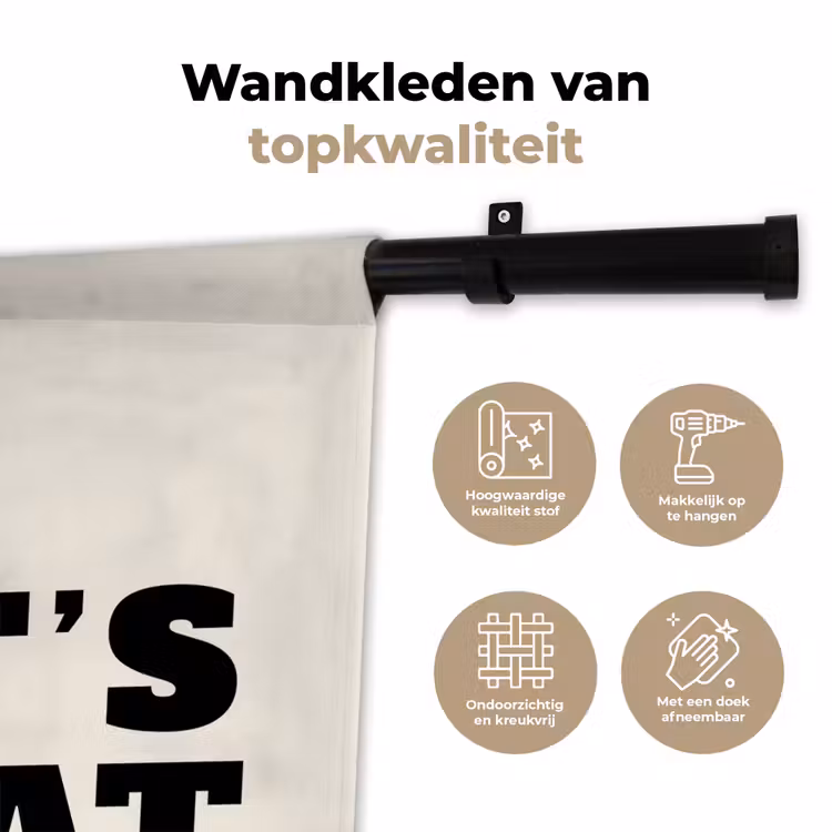 Wandkleed - Tekst - Blokletters - Zwart - Vlees — 3